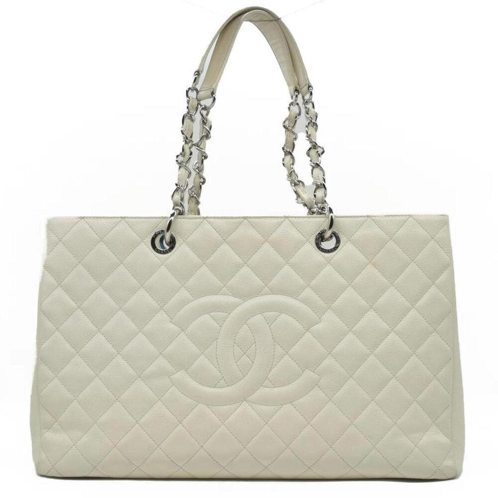 $3500 Chanel Caviar Quilted XL Grand Shopping Tote GST White - Picture 1 of 15